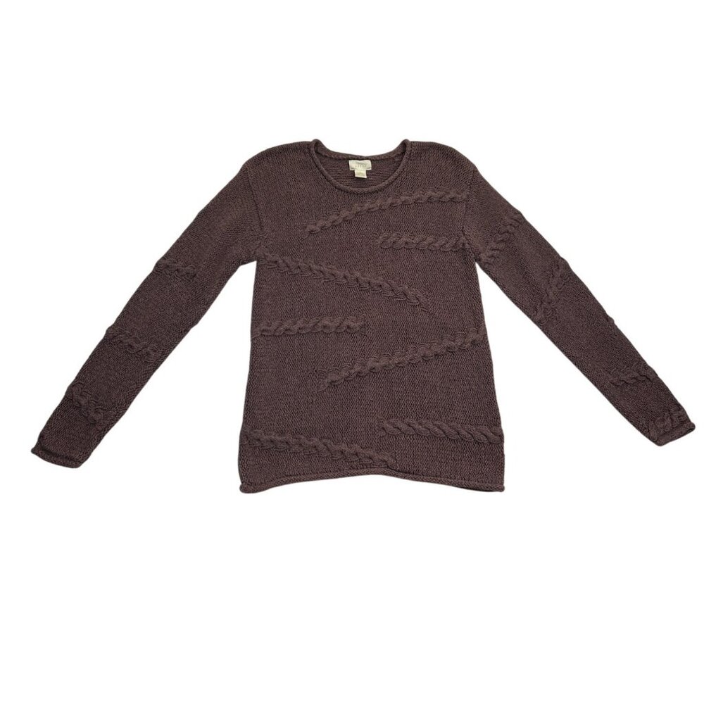J.Jill Sweater‎ Womens Small Purple Mauve Heavy Knit Silk Linen Blend